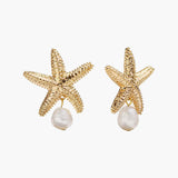 Starfish Shape Pearls Earrings