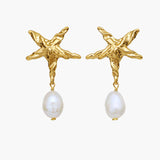 Star Pearl Drop Earrings
