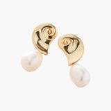 Shell Pearl Hoop Earrings