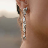Asymmetric Fish Drop Earrings
