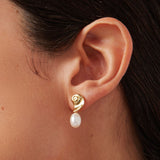 Shell Pearl Hoop Earrings