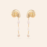 Golden Nautilus Shell Drop Earrings