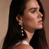 Golden Nautilus Shell Drop Earrings