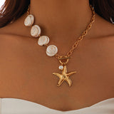Seashell & Starfish Pendant Necklace