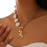 Seashell & Starfish Pendant Necklace