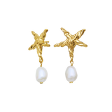 Star Pearl Drop Earrings