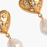 Heart Shape Pearl Drop Earrings