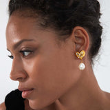 Heart Shape Pearl Drop Earrings