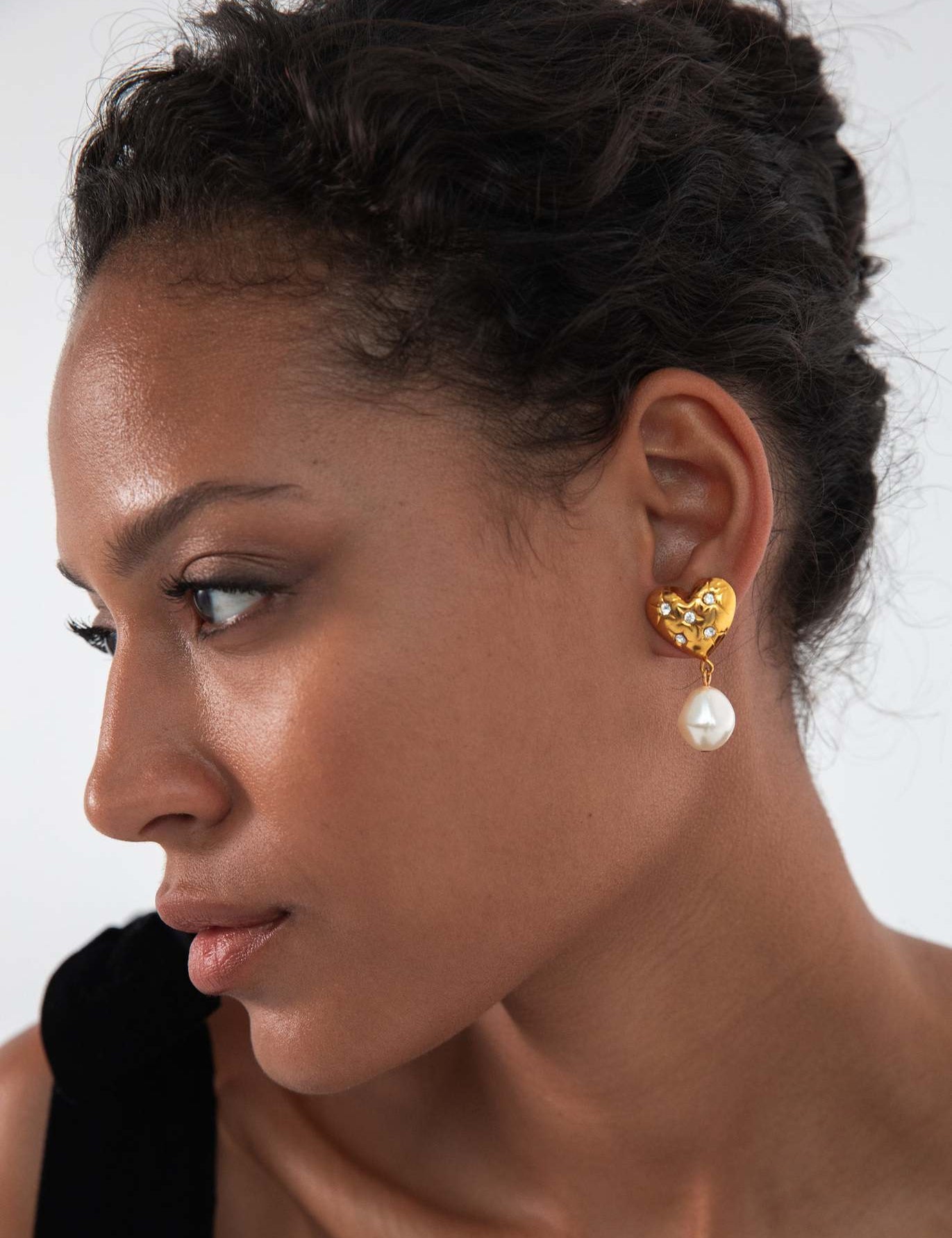 Heart Shape Pearl Drop Earrings