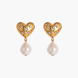 Heart Shape Pearl Drop Earrings