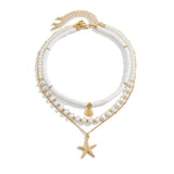 Pearl Shell Layered Necklace With Starfish Pendant
