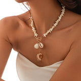 Starfish Shell Pendant Beaded Necklace