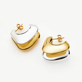 Dome Double Ridge Hoop Earrings
