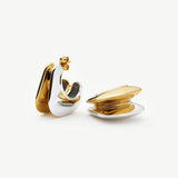 Dome Double Ridge Hoop Earrings